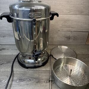 DeLonghi Ultimate Coffee Urn 20-60 Cup Capacity DCU72 Chrome 18” Hot Dispenser